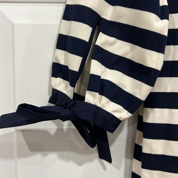 J. Crew Striped Off Shoulder Dress Womens Navy Blue White Size XS - Picture 5 of 9